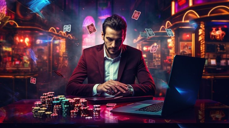 Studio live dealer mafiatoto menampilkan meja Caribbean Stud Poker dengan dealer profesional